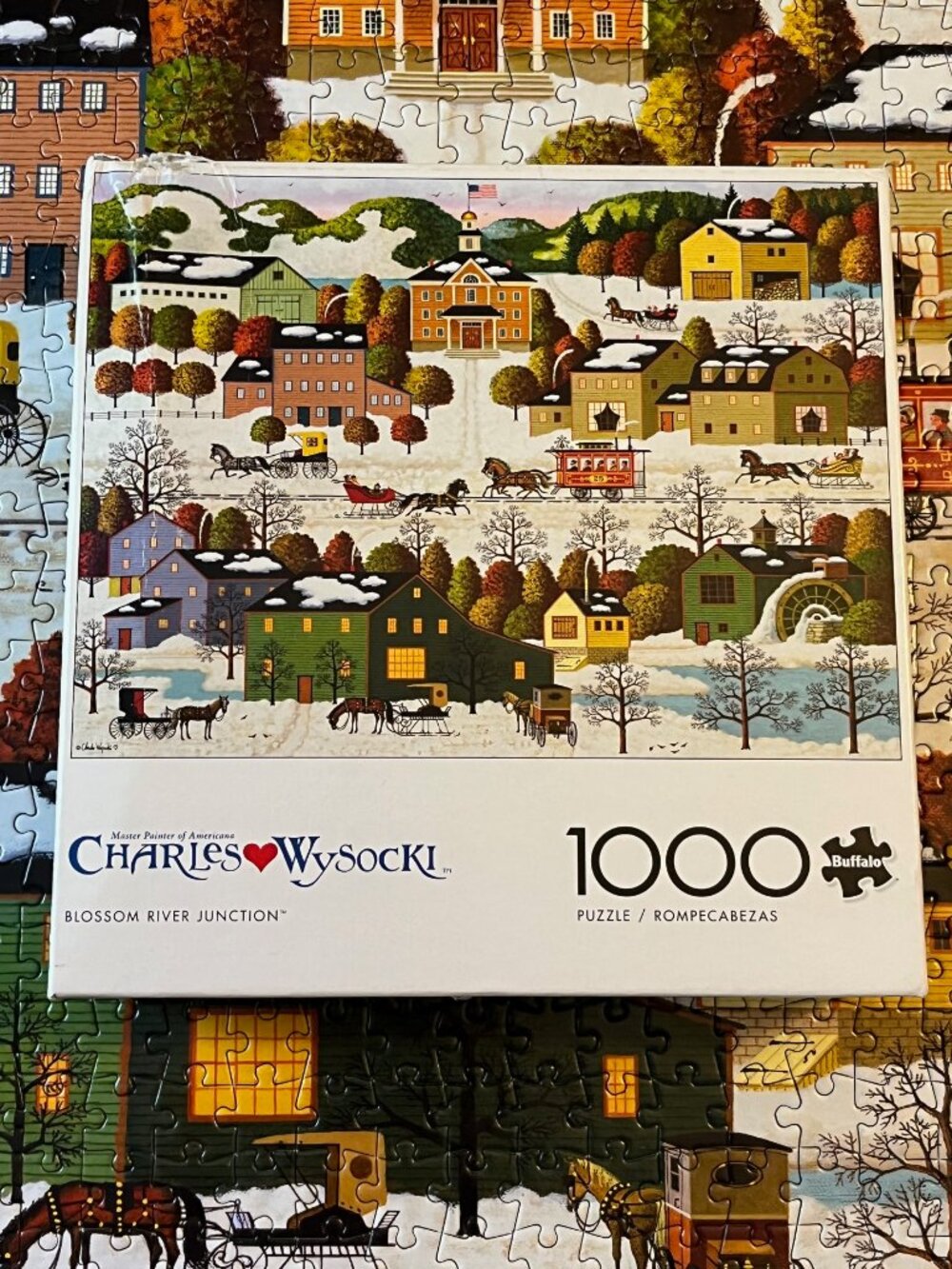 Charles Wysocki Blossom River Junction 1000 Piece Puzzle Complete Winter